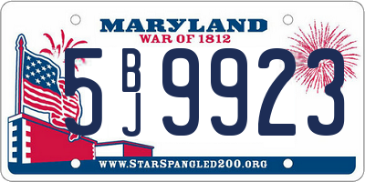 MD license plate 5BJ9923
