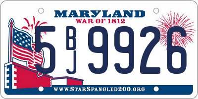 MD license plate 5BJ9926