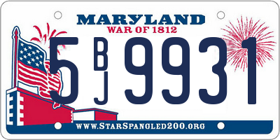 MD license plate 5BJ9931