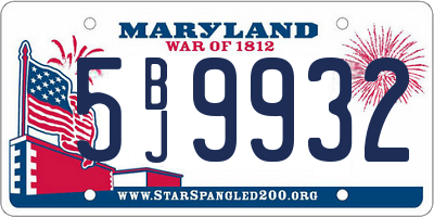MD license plate 5BJ9932