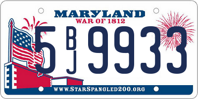 MD license plate 5BJ9933