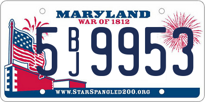 MD license plate 5BJ9953