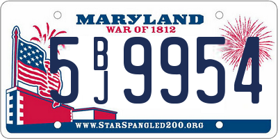 MD license plate 5BJ9954