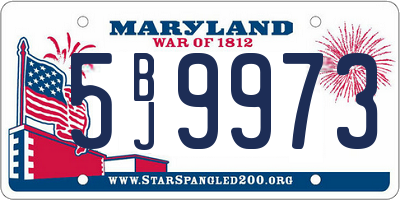 MD license plate 5BJ9973