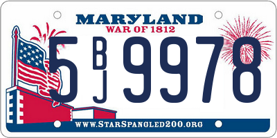 MD license plate 5BJ9978