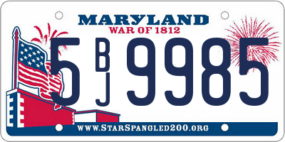 MD license plate 5BJ9985