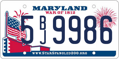 MD license plate 5BJ9986