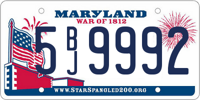 MD license plate 5BJ9992