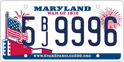 MD license plate 5BJ9996