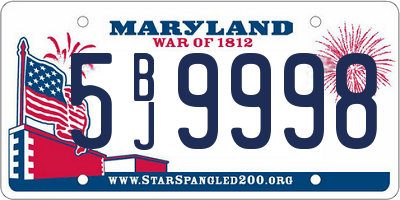 MD license plate 5BJ9998