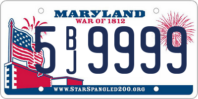 MD license plate 5BJ9999