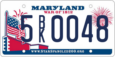 MD license plate 5BK0048