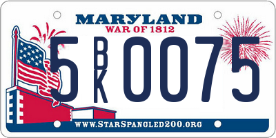 MD license plate 5BK0075