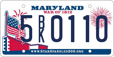 MD license plate 5BK0110