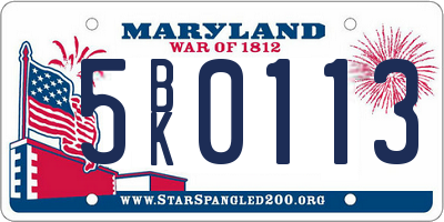 MD license plate 5BK0113