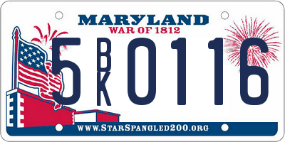 MD license plate 5BK0116