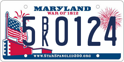 MD license plate 5BK0124