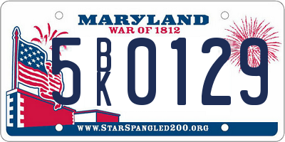 MD license plate 5BK0129