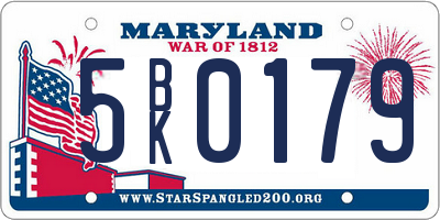 MD license plate 5BK0179