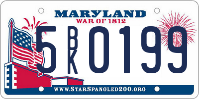 MD license plate 5BK0199