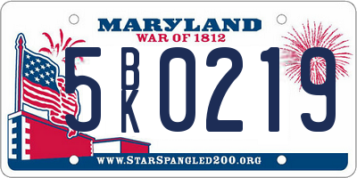 MD license plate 5BK0219