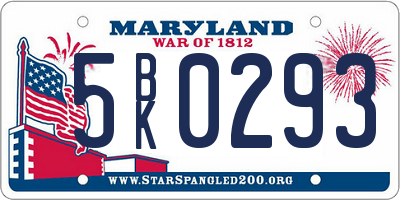 MD license plate 5BK0293