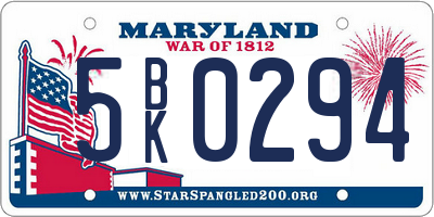 MD license plate 5BK0294