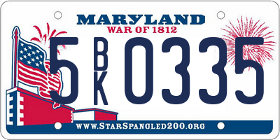 MD license plate 5BK0335