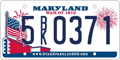 MD license plate 5BK0371