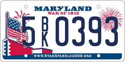MD license plate 5BK0393