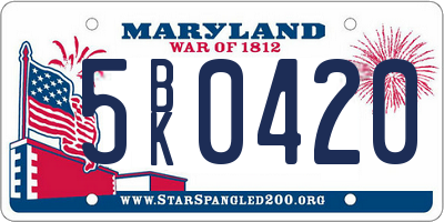 MD license plate 5BK0420