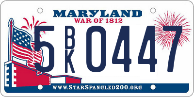 MD license plate 5BK0447