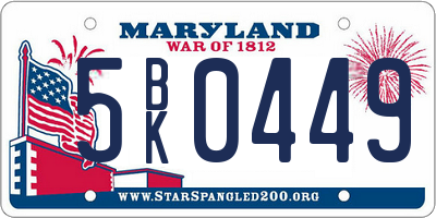 MD license plate 5BK0449