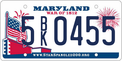 MD license plate 5BK0455