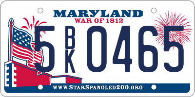 MD license plate 5BK0465