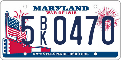 MD license plate 5BK0470