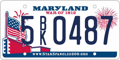 MD license plate 5BK0487