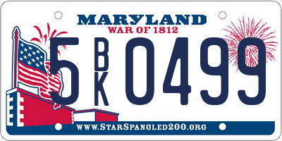 MD license plate 5BK0499