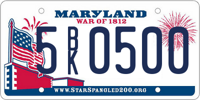 MD license plate 5BK0500