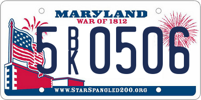 MD license plate 5BK0506
