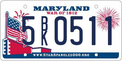 MD license plate 5BK0511