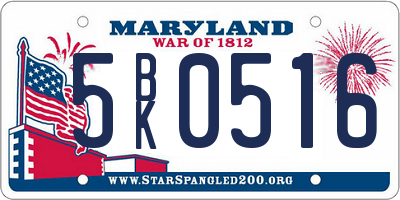MD license plate 5BK0516