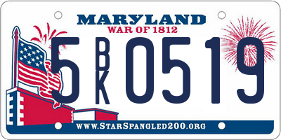 MD license plate 5BK0519