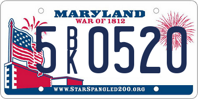 MD license plate 5BK0520