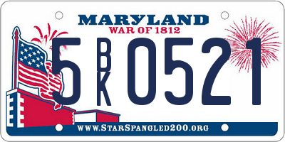 MD license plate 5BK0521