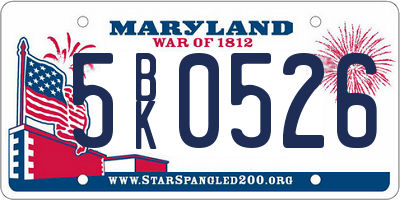 MD license plate 5BK0526