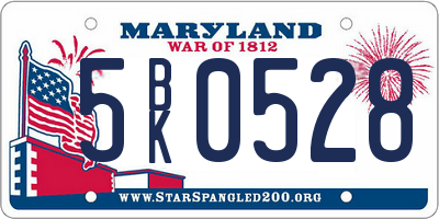 MD license plate 5BK0528