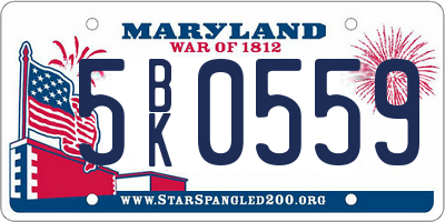 MD license plate 5BK0559