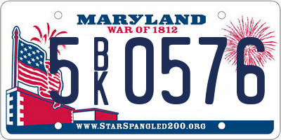 MD license plate 5BK0576