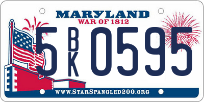 MD license plate 5BK0595